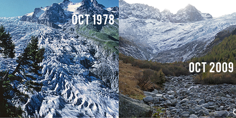 Glacier du Trient冰川变化对比